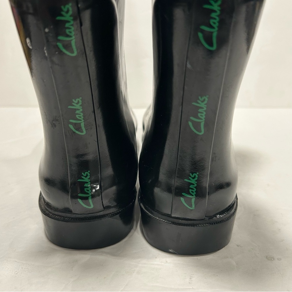 Clarks Lined Black Rubber Tall Rain Boots Waterproof Shoes with Buckle Women's 7 - Picture 6 of 11